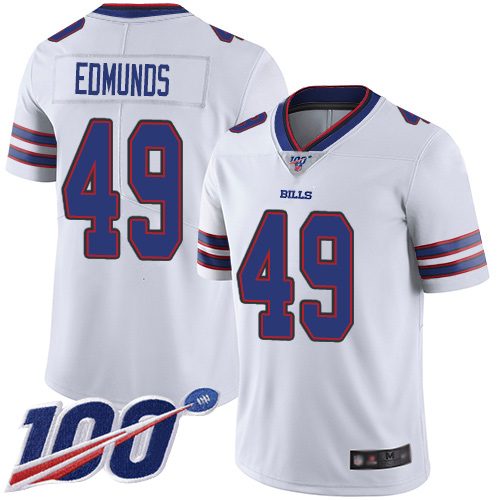 Men Buffalo Bills #49 Tremaine Edmunds White Vapor Untouchable Limited Player 100th Season NFL Jersey